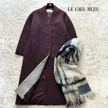 새상품급 루쉘블루 체스터 벌룬 코트 롱 울 보르도 36