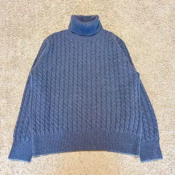 새상품급 더마 컬렉션 캐시미어 100% 터틀넥 스웨터 L 케이블 짜임