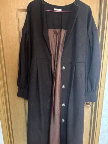 mystic 브라운 버튼 롱 코트