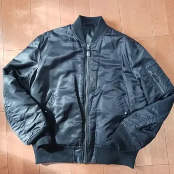 GU 남성용 블랙 MA-1 플라이트 자켓 점퍼