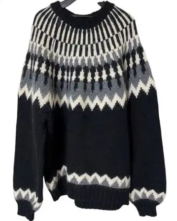 [ BEAMS 빔즈 ] 노르딕 무늬 스웨터 M 블랙