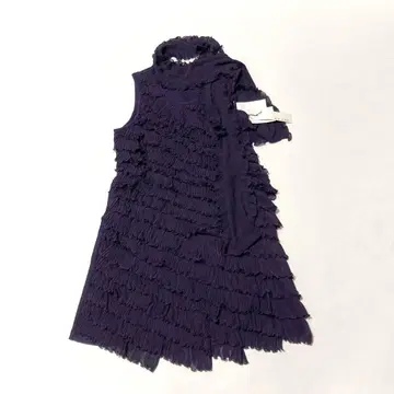 미사용품 앙리크 오르브 프릴 원피스 LL 보라색 스톨 포함