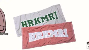 하루카미라이 칼리지 로고 페이스 타월 핑크