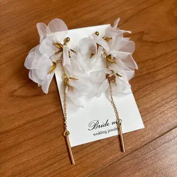 BRIDE ME 플라워 롱 체인 귀걸이