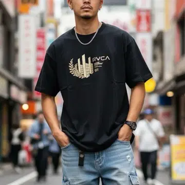 a4211 [ RVCA ] 크루넥 반팔 T셔츠 프린트 블랙