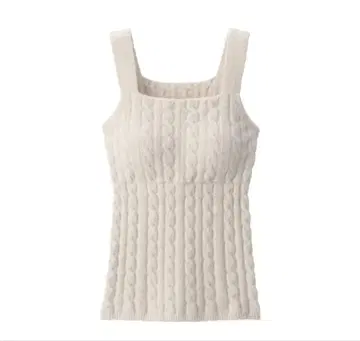 무인양품 코튼 혼방 복슬복슬 니트 브라 탱크탑 케이블 무늬 아이보리 L