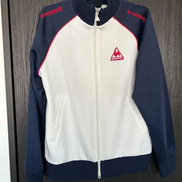 lecoqsportif 스포츠 웨어 풀 집업 저지 화이트 원 포인트.