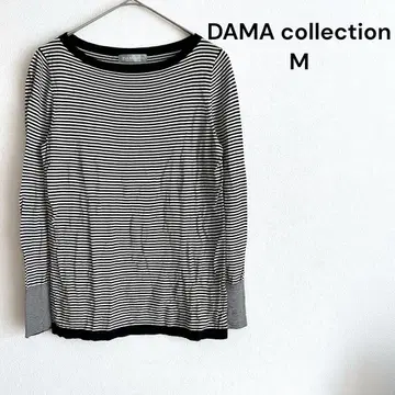 더마 컬렉션 긴팔 상의 실크 100% 보더 얇은 소재 블랙 화이트 M