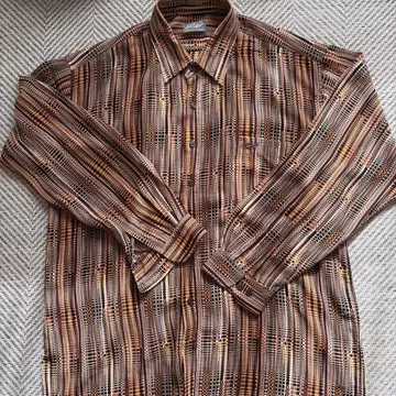 Crocodile 긴팔 셔츠 브라운 계열 체크 107