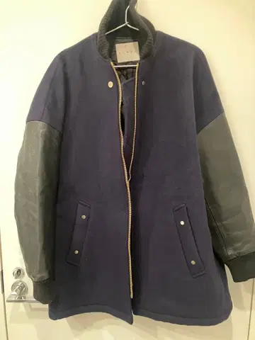 CINOH 네이비 바시티 자켓 울/가죽