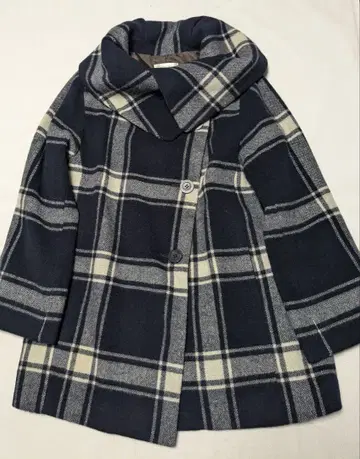 HARMONICA 하모니카 체크 무늬 하프 코트