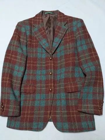 NEWYORKER 체크 무늬 트위드 테일러드 자켓 싸개 단추