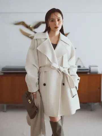 리버 울 미들 트렌치코트