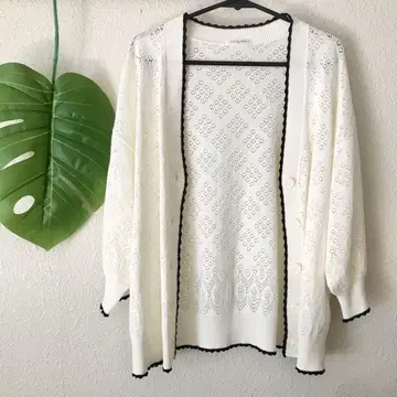 여성용 가디건 상의 화이트 화이트