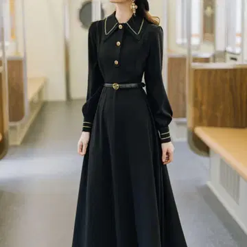 manus machina 블랙 래커 서양 귀부인 원피스