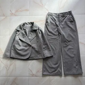 YOUZI 헤링본 무늬 더블 브레스트 셋업