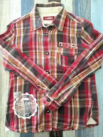roilo 레드 계열 체크 긴팔 셔츠