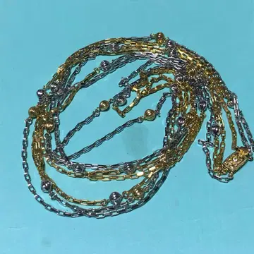 실버 컬러, 골드 컬러 3연 롱 목걸이 미사용