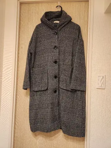 미사용 롱 코트 글렌체크