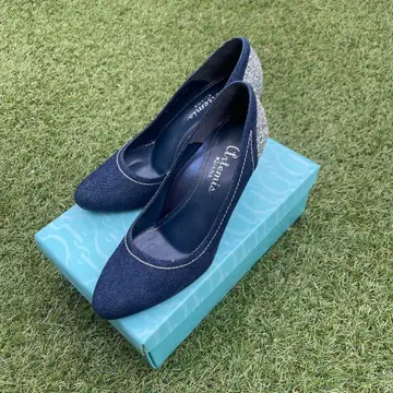데님 글리터 하이힐 펌프스