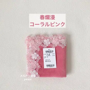 치카자와 레이스 봄 만개 벚꽃 손수건 코랄 핑크 1개