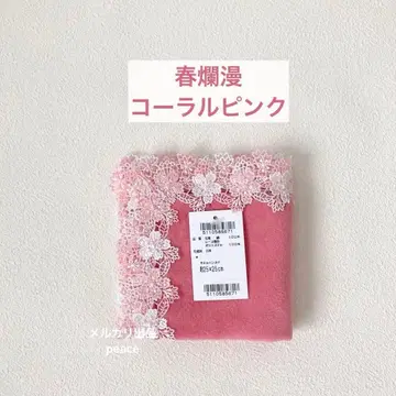 치카자와 레이스 봄 만개 벚꽃 손수건 코랄 핑크 1개
