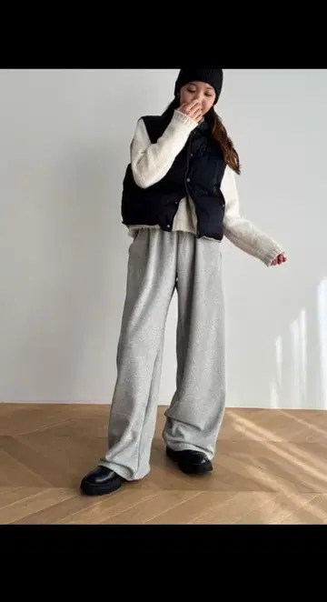 canaljean 와이드 레그 스웨트 팬츠 그레이