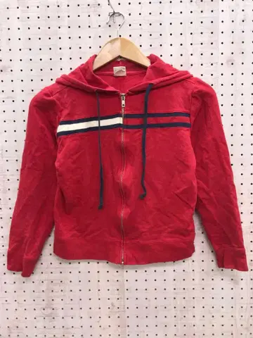 타미 걸 진스 구제 의류 로고 라인 집업 후드티