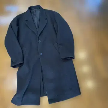 블랙 울 혼방 체스터 코트