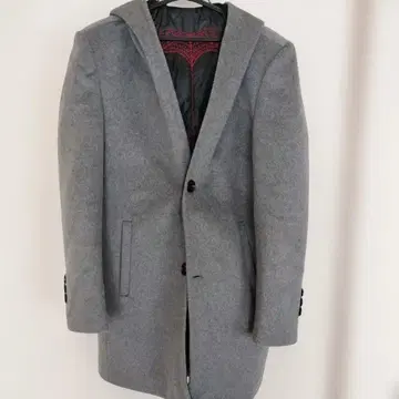 후드 부착 그레이 코트