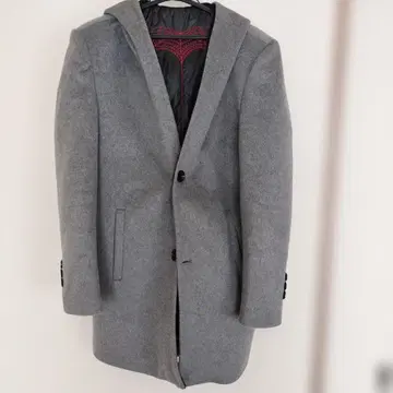 후드 부착 그레이 코트