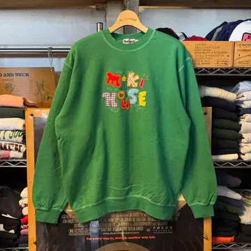 90s 빈티지 미키하우스 맨투맨 레어 컬러 그린