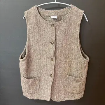 브라운 트위드 슬리브리스 베스트