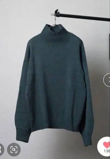 다크 그린 블루 하이넥 니트 스웨터 남성용 여성용