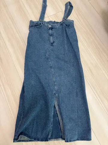 LEPSIM 다크 데님 서스펜더 부착 롱 스커트 프리 사이즈