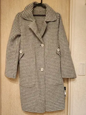 두클라쎄 미사용 하운드투스 체크 롱 코트