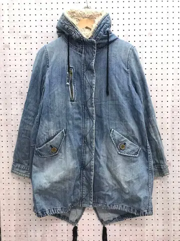 인디 시리즈 빈티지 라이크 구제 의류 안감 퍼 데님 모즈 코트