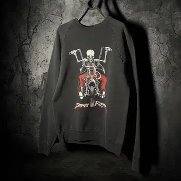 80s Vintage / DEATH RIDER 래글런 맨투맨 / 블랙