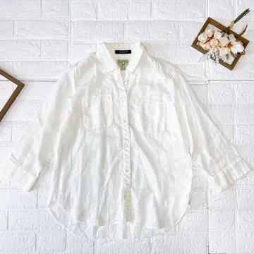 [ 새상품급 ] MICHELKLEIN 미쉘클랑 8부 소매 셔츠 린넨