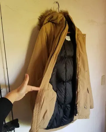 URBAN RESEARCH 베이지 후드 부착 다운 자켓 다운 코트