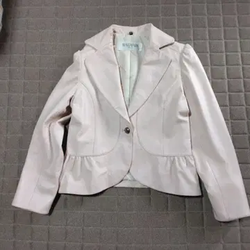 라이트 핑크 테일러드 자켓 합성 피혁