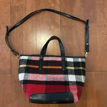 [새상품급] GLR 2WAY 체크 무늬 미니 토트백/숄더백 빨간색 계열
