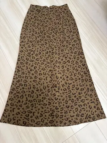 LEPSIM 여성용 레오파드 무늬 플레어 롱 스커트 프리 사이즈