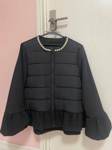 fleur 블랙 블랙 펄 다운 자켓 38