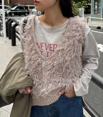 차오패닉 티피 V넥 루프 프린지 베스트