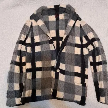 SIDE SLOPE 체크 무늬 니트 자켓