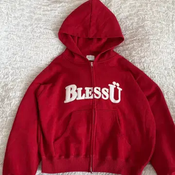 BlessU 레드 후드티 M 사이즈