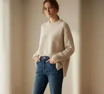 새상품급 갤러리 바이 22AW 파인 울 크루넥 풀오버 S