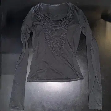 FUGA 드레이프 레이스 롱 T 블랙