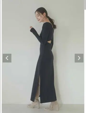 ACYM 백 오픈 믹스 니트 원피스 블랙